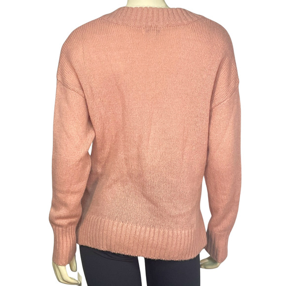 3-FOR-$30 Bar III Sz M Slouchy Sweater Deep V-Neck Pullover Knit Wool Pink New - Picture 3 of 10